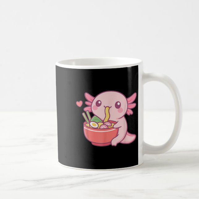 Cute Axolotl Eating Ramen Kawaii Food Lover  Coffee Mug (Right)
