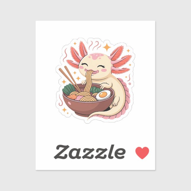 Cute Axolotl Eats Ramen Noodles (Sheet)