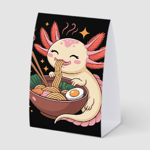 Cute Axolotl Eats Ramen Noodles
