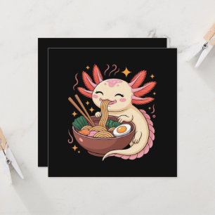 Cute Axolotl Eats Ramen Noodles