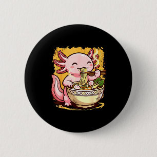 Cute Axolotl Eats Ramen Noodles Axolotls Ramen 6 Cm Round Badge