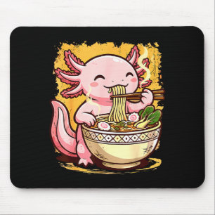 Cute Axolotl Eats Ramen Noodles Axolotls Ramen Mouse Pad