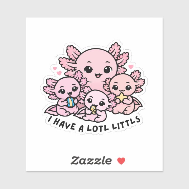 Cute Axolotl Family Lotl Littls Mom Pun Sticker (Sheet)
