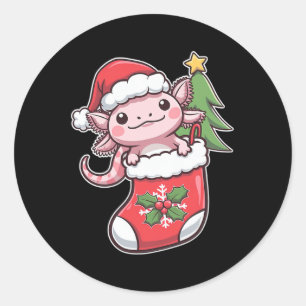 Cute Axolotl For Christmas Axolotl Classic Round Sticker