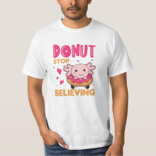 Cute Axolotl Funny Animals In Doughnut Pink T-Shirt