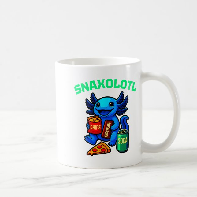 Cute Axolotl Funny Snaxolotl Snacks A Lot Axolotl  Coffee Mug (Right)
