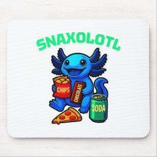 Cute Axolotl Funny Snaxolotl Snacks A Lot Axolotl Mouse Pad