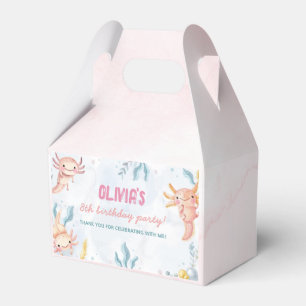 Cute Axolotl Girl Birthday Party Favour Box
