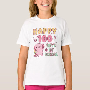 Cute Axolotl Happy 100 Days Of School T-Shirt