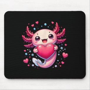Cute Axolotl Heart Valentines Day For Girls Kids V Mouse Pad