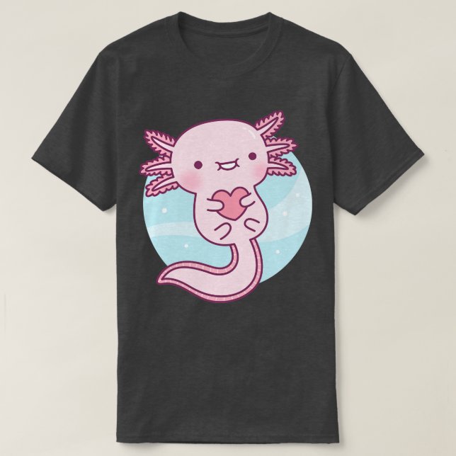 Cute Axolotl Hugging Heart 1 T-Shirt (Design Front)