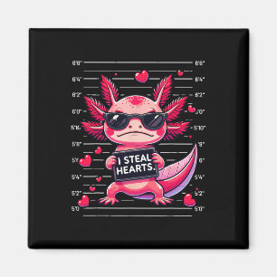 Cute Axolotl I Steal Hearts Mugshot Funny Valentin Magnet