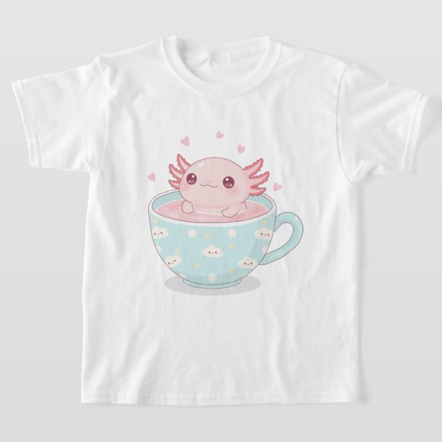 Cute axolotl in a cup T-Shirt (Laydown)