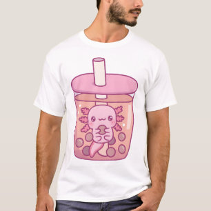 Cute Axolotl In Bubble Tea Funny T-Shirt