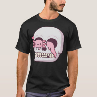 Cute Axolotl In Skull T-Shirt
