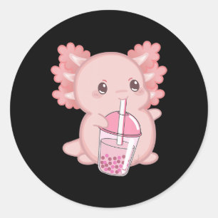 Cute Axolotl Japanese Strawberry Milk Anime Pink K Classic Round Sticker