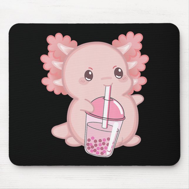 Cute Axolotl Japanese Strawberry Milk Anime Pink K Mouse Pad (Front)