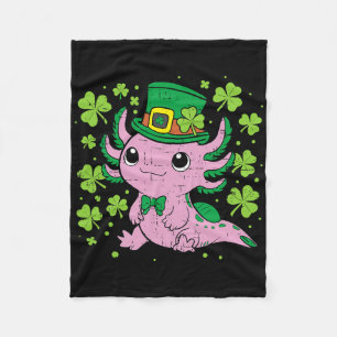 Cute Axolotl Kawaii Leprechaun St Patricks Day Sai Fleece Blanket