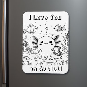 Cute Axolotl   Kid's Adult Colouring Magnet