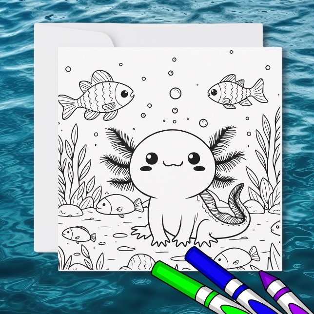 Cute Axolotl | Kid's Colouring Page  Card (Creator Uploaded)
