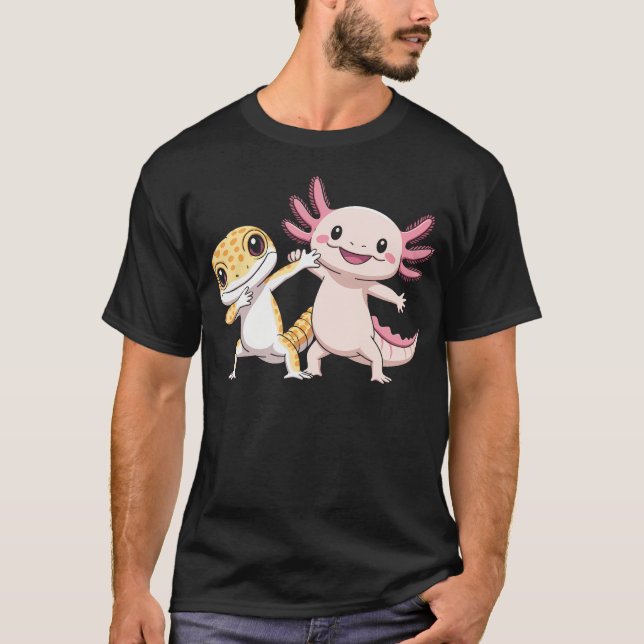 Cute Axolotl Leopard Gecko Dance T-Shirt (Front)