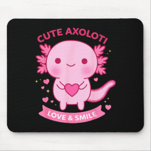 Cute Axolotl Love &amp; Smile Kawaii Heart Animal  Mouse Pad