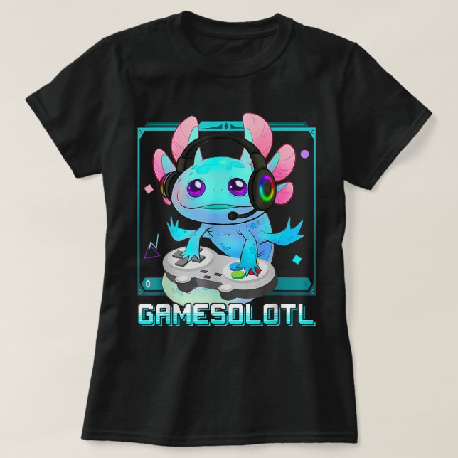 Cute Axolotl Lover Gamesalotl Gaming Axolotl Kids  T-Shirt (Design Front)