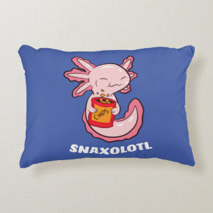 Cute Axolotl Lover Snaxolotl Kawaii Axolotl Food A Decorative Cushion