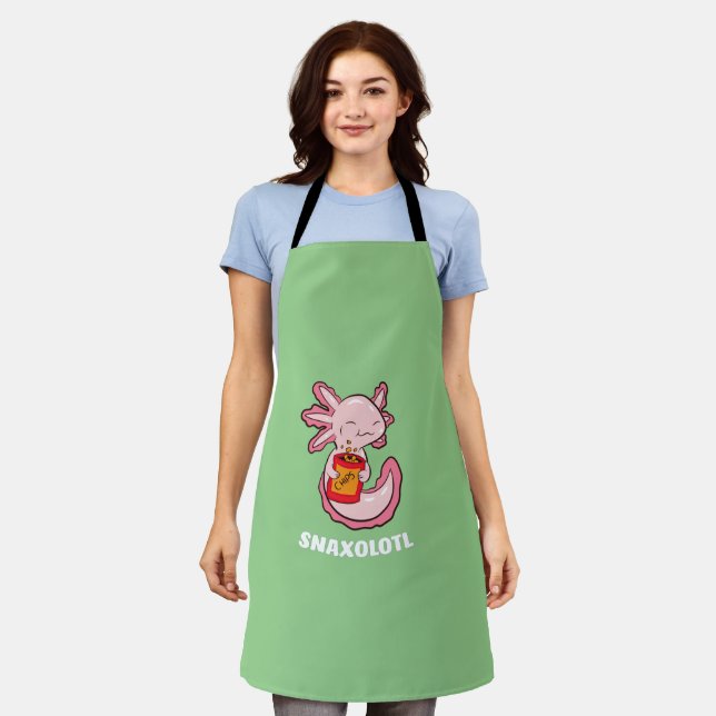 Cute Axolotl Lover Snaxolotl Kawaii Axolotl Food Apron (Worn)