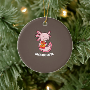Cute Axolotl Lover Snaxolotl Kawaii Axolotl Food C Ceramic Ornament