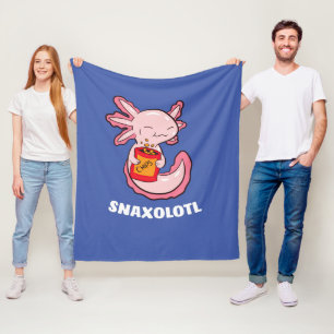 Cute Axolotl Lover Snaxolotl Kawaii Axolotl Food F Fleece Blanket