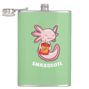 Cute Axolotl Lover Snaxolotl Kawaii Axolotl Food Hip Flask