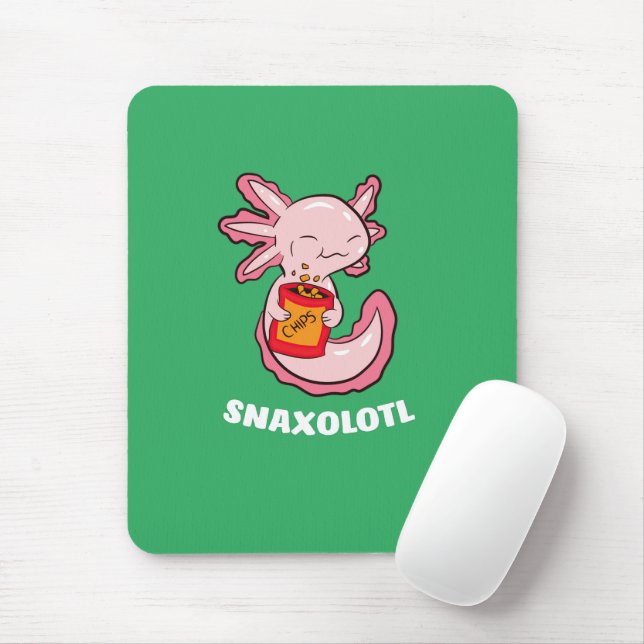 Cute Axolotl Lover Snaxolotl Kawaii Axolotl Food Mouse Pad (With Mouse)