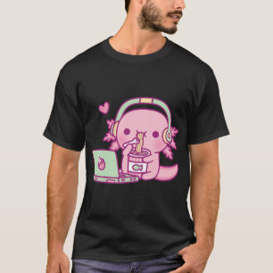 Cute Axolotl Loves Instant Noodles And Anime T-Shirt