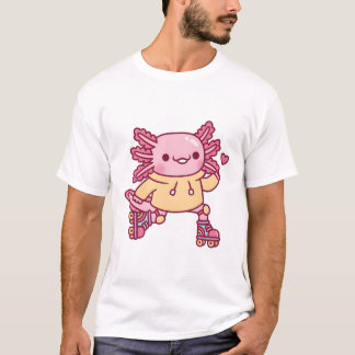 Cute Axolotl Loves Roller Skating T-Shirt