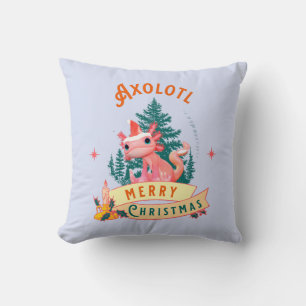 Cute Axolotl Merry Christmas Holiday Art Cushion