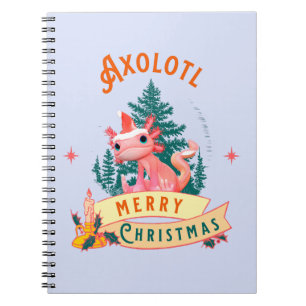 Cute Axolotl Merry Christmas Holiday Art Notebook