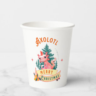 Cute Axolotl Merry Christmas Holiday Art Paper Cups