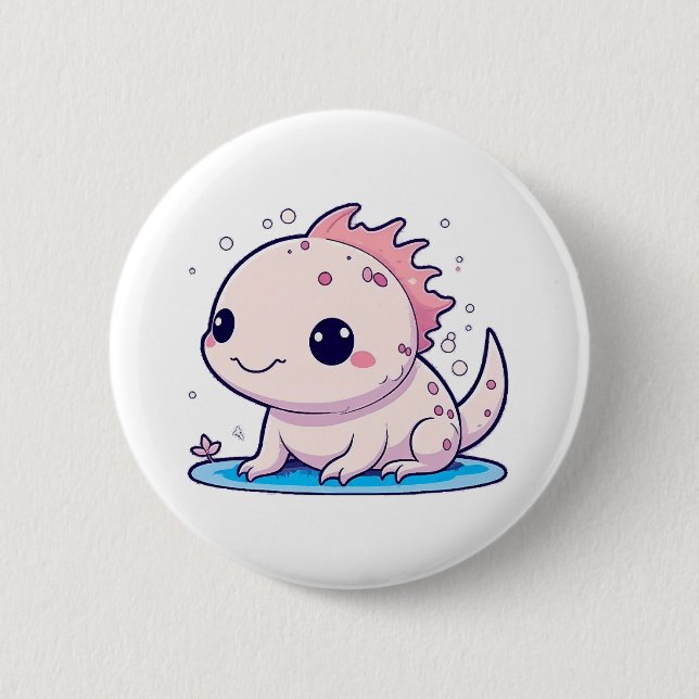 cute axolotl philosopher 6 cm round badge (Front)