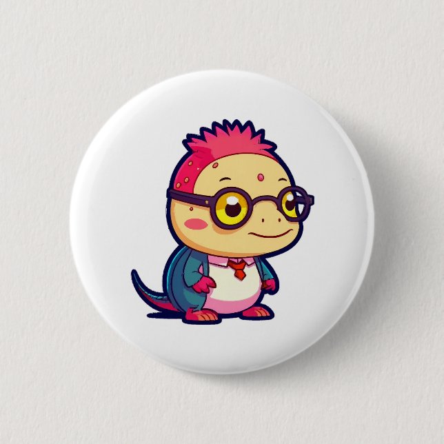 cute axolotl philosopher 6 cm round badge (Front)