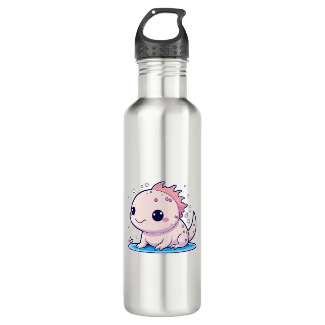 cute axolotl philosopher 710 ml water bottle (Front)