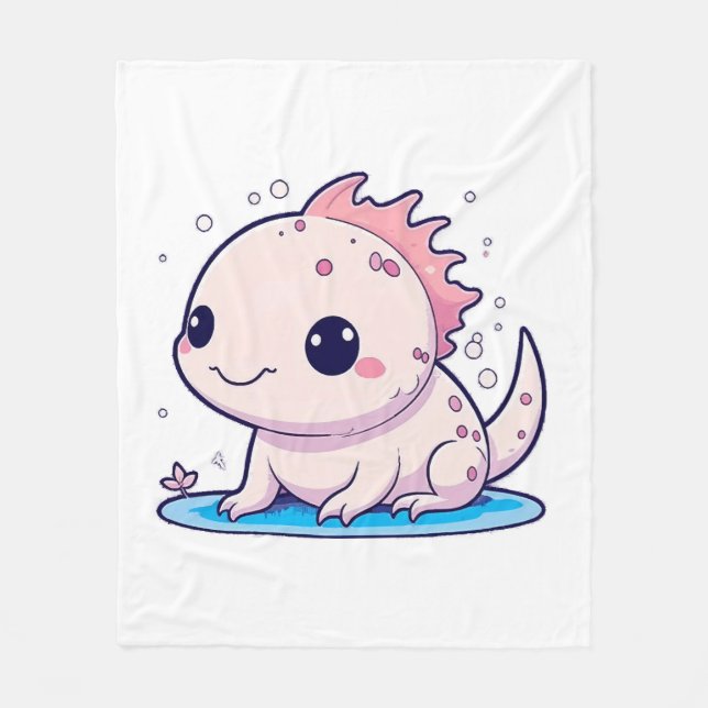 cute axolotl philosopher fleece blanket (Front)