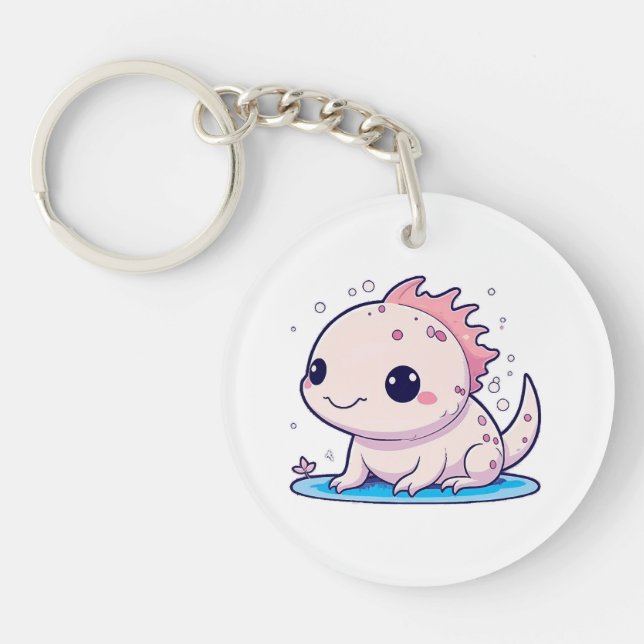cute axolotl philosopher key ring (Front)