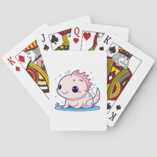 cute axolotl philosopher playing cards