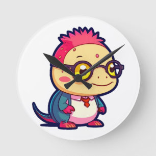 cute axolotl philosopher round clock
