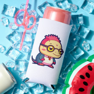 cute axolotl philosopher seltzer can cooler