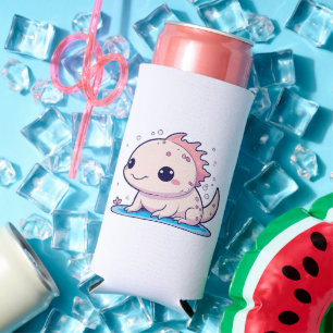 cute axolotl philosopher seltzer can cooler