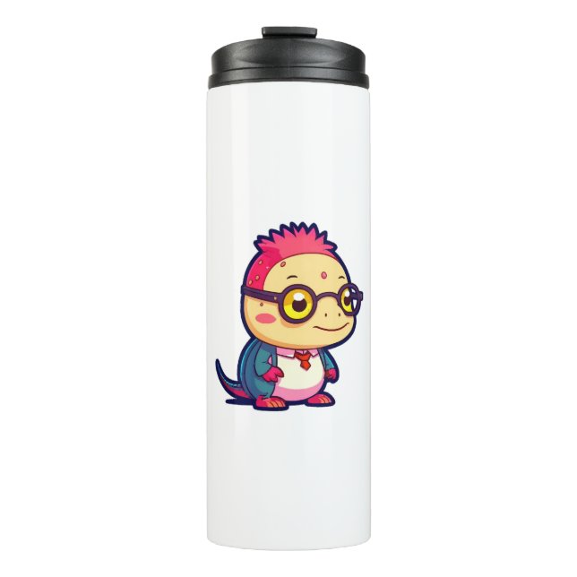 cute axolotl philosopher thermal tumbler (Front)