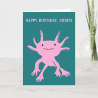 Cute Axolotl Pink Salamander Personalised Birthday