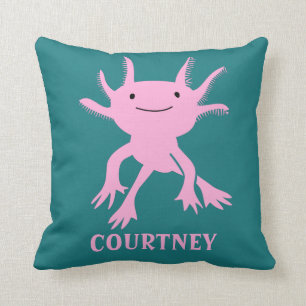 Cute Axolotl Pink Salamander Personalized Cushion